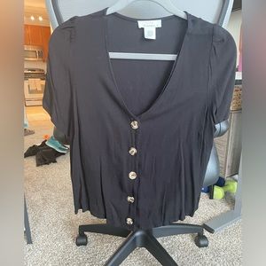 Black button down top